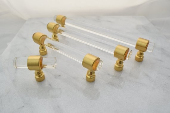 Lucite and Brushed Gold Drawer Pull Adjustable Drawer Knob | Etsy | Etsy (US)