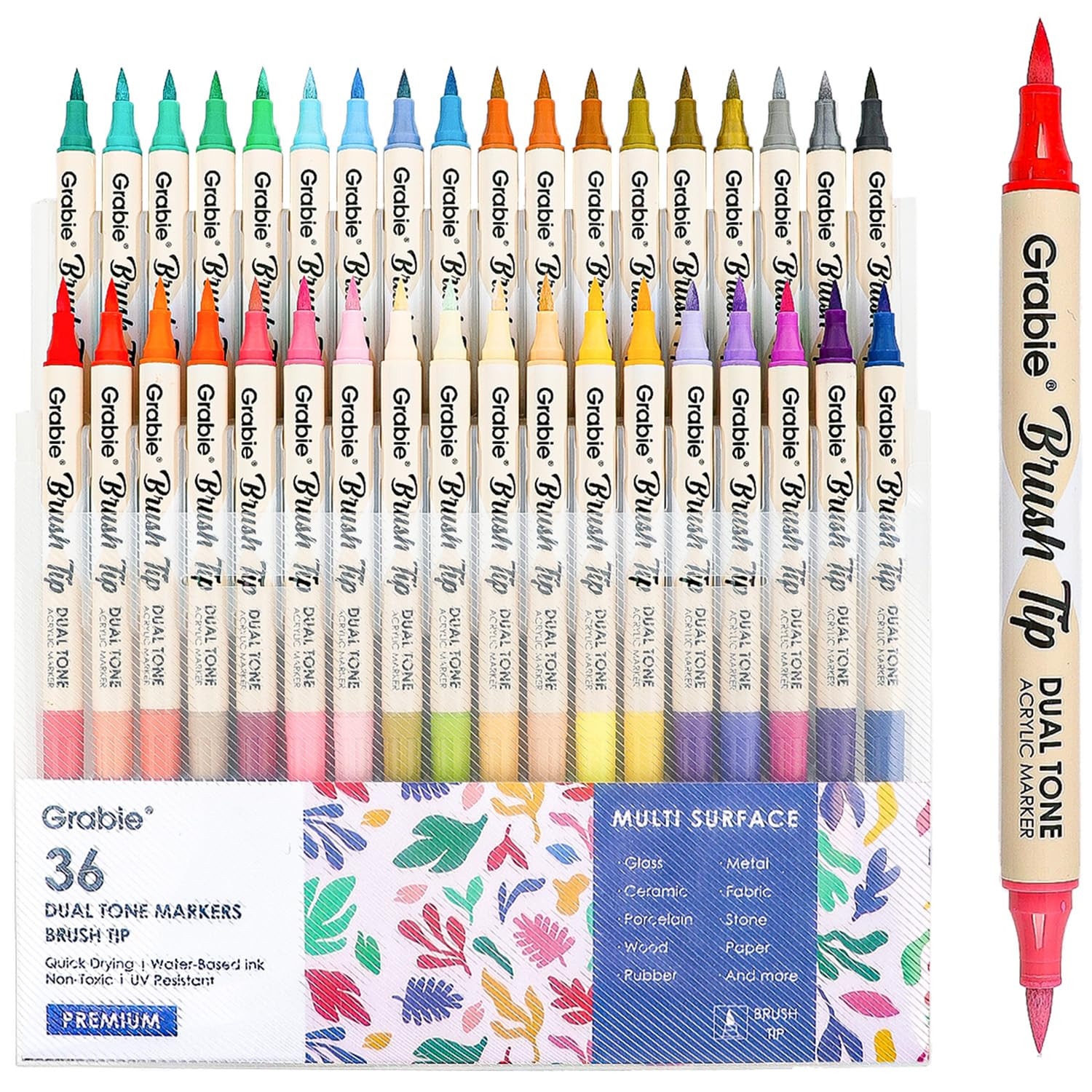 72 Colors Paint Markers, Dual-Color Acrylic Pens with 36 Brush Tips, Double Tipped for Rocks & Ar... | Amazon (US)