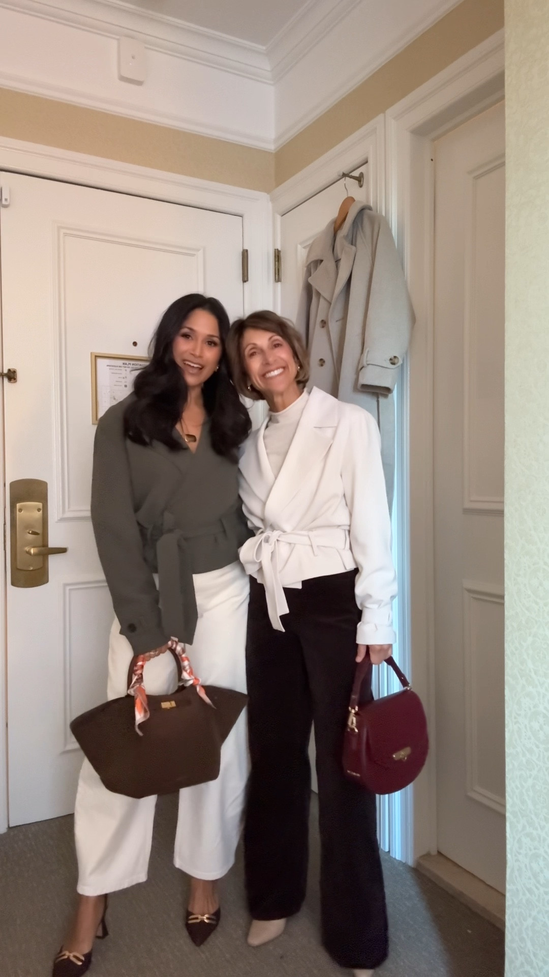 Absolutely love this gorgeous trench jacket that you can also wear as a top! We wore these looks to Ralph’s Coffee
my mom is wearing the sz XS in her top and a petite XS in the pants.
I am wearing a small in the top and 26 in the jeans.
#denim #fallstyle 

#LTKStyleTip #LTKPetite #LTKItBag