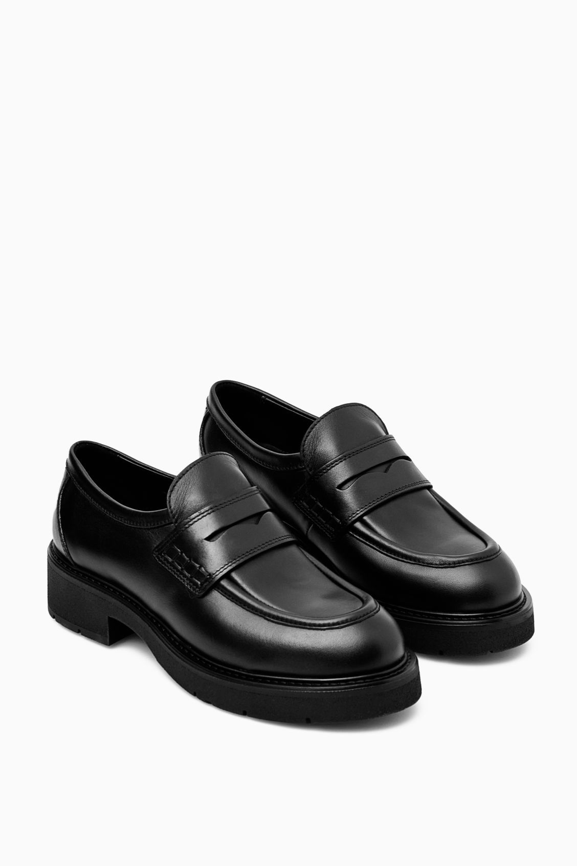 CHUNKY LEATHER PENNY LOAFERS - BLACK - COS | COS (US)