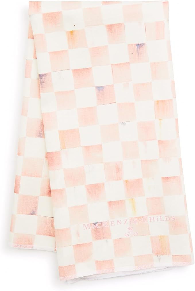 MACKENZIE-CHILDS Set of 1 Cotton Dish Towel, Decorative Kitchen Towel, Pink-and-White Rosy Check | Amazon (US)