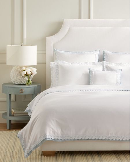 Summer bedroom refresh summer duvet cover scalloped duvet bedding upholstered bed blue and white decor neural coastal bedroom decor 

#LTKFindsUnder50 #LTKSaleAlert #LTKHome