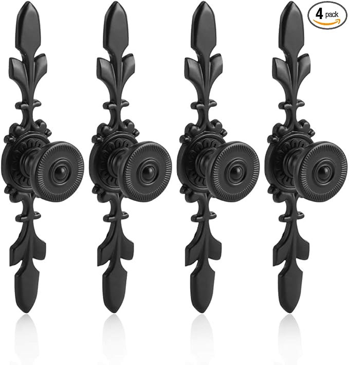 Fdit Pack of 4 Vintage Style Pull Handle Door Knob Back Plate for Home Furniture Drawer Cabinet D... | Amazon (US)