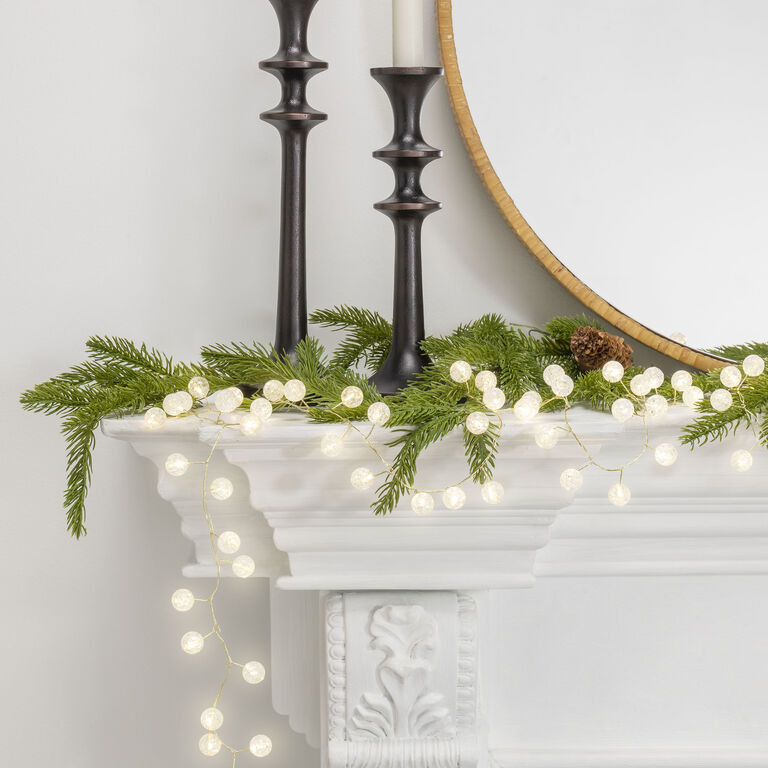 Crackle Orb Micro LED Battery Operated String Light Garland with Timer | World Market