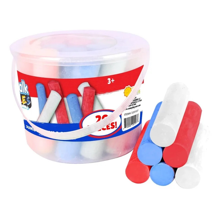 Maxx Chalk Americana Sidewalk Chalk with Storage Bucket, Red White & Blue 20-Pieces, Children Age... | Walmart (US)
