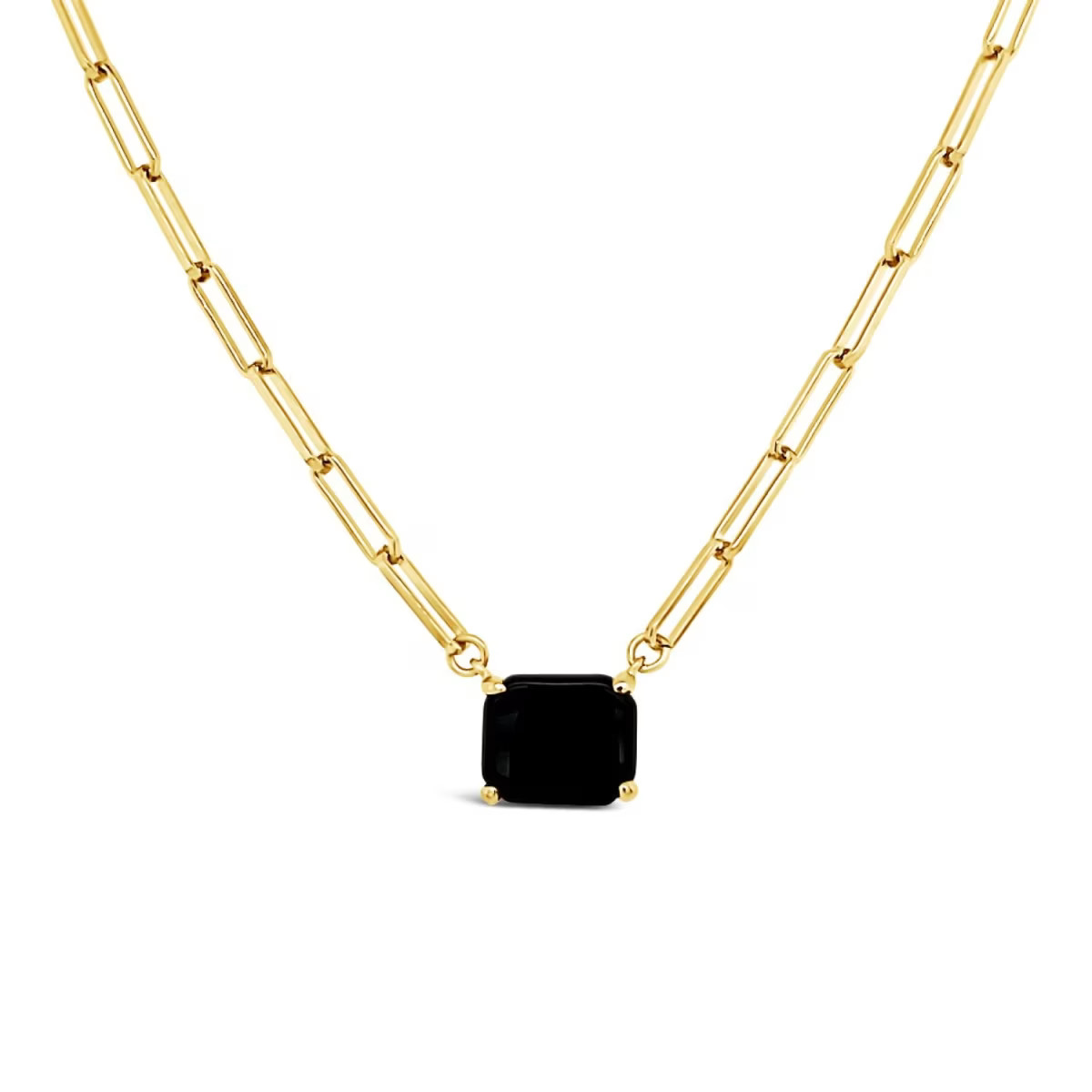 Paperclip Chain With Colored Stone Black Onyx - Gold | Wolf & Badger