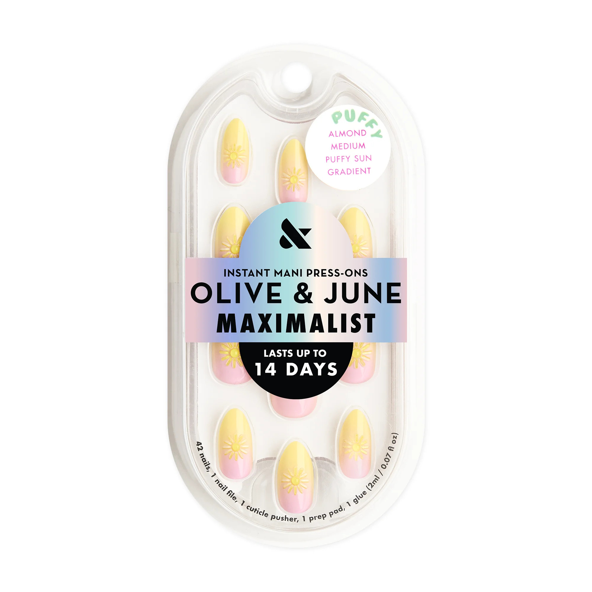 Olive & June Maximalist Press-On Nails, Puffy Sun Gradient, Almond Medium | Walmart (US)