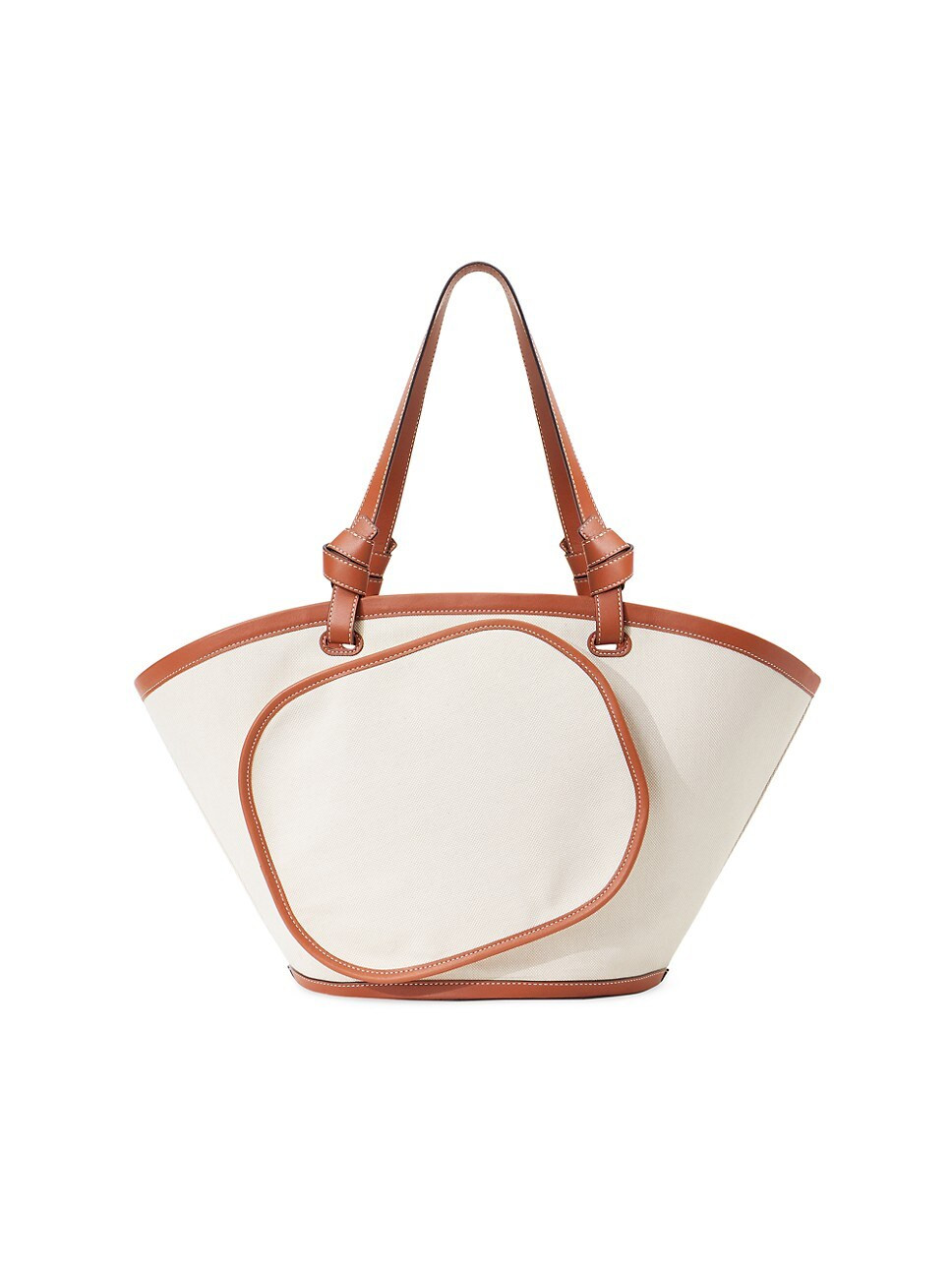 STAUD COURT Replay Leather-Trimmed Canvas Tote Bag | Saks Fifth Avenue