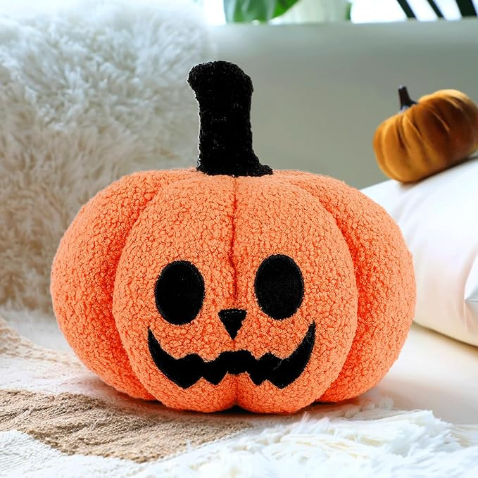 Halloween Pumpkin Ghost Pillows Throw Pillows, Halloween Decorative 3D Pumpkin Shaped Teddy Fleec... | Amazon (US)