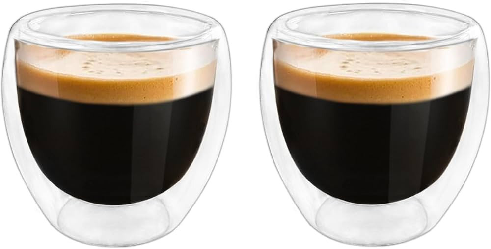 Double Wall Expresso Cups (Set of 2), 3 Ounce Glass Espresso Mugs - Clear, Double Walled, Insulat... | Amazon (US)