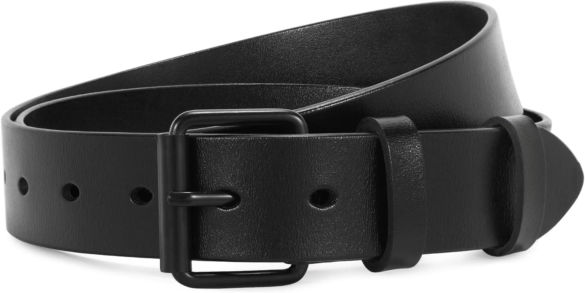 SANSTHS Women Black Casual Leather Belt with Gold Buckle Ladies Dress Belt for Jeans Pants | Amazon (US)