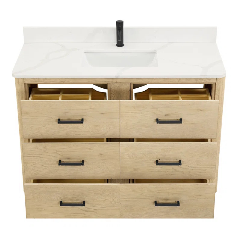 Porto 48'' Free Standing Single Bathroom Vanity with Quartz Top | Wayfair North America