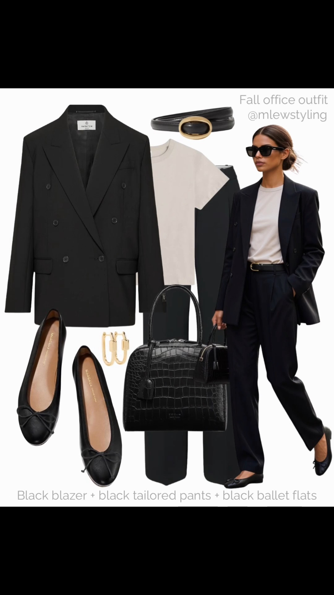 Fall office outfit 〰️

Tags: neutral workwear, Leset t-shirt, black tailored pants, Margaux black ballet flats, freja nyc bag, ysl belt, autumn outfit formulas, capsule wardrobe

#LTKfall #LTKworkwear #LTKshoes