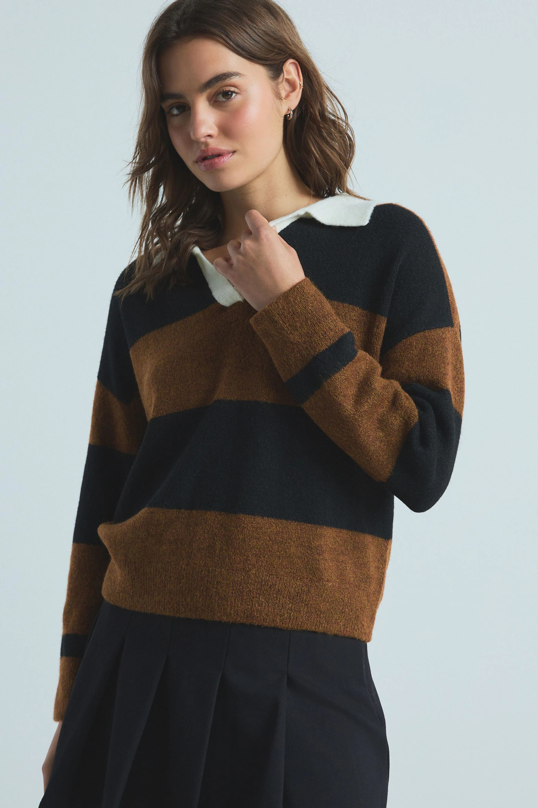 Next Black/Brown Stripe Rugby Knit Jumper XXL | Next AU