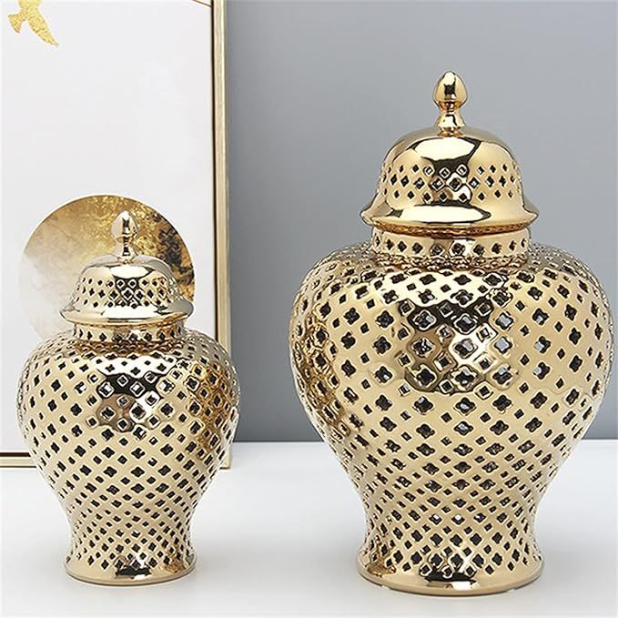 XGRAPE Gold Ginger Ceramic Jar Living room finds living room sales living room favorites makeover | Amazon (US)