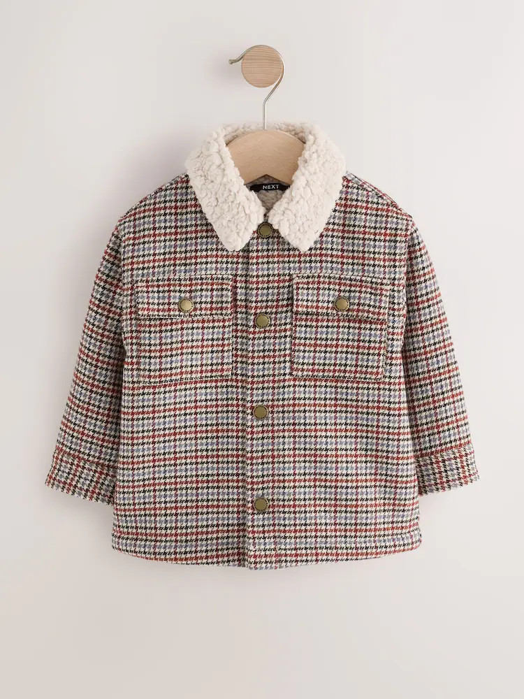 Heritage Check Borg Lined Shacket (3mths-7yrs) | Next EU