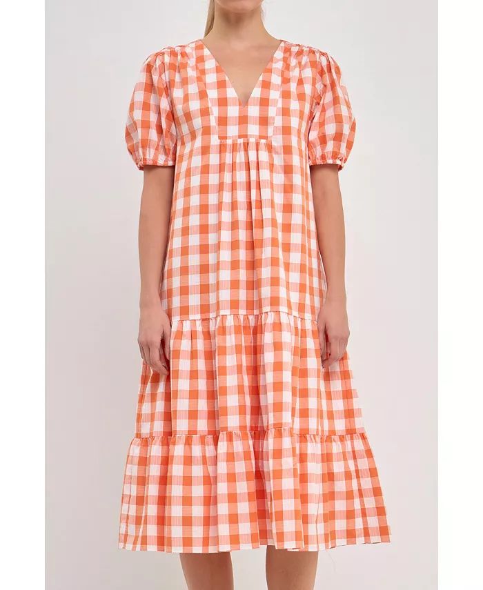 Women's Gingham Check Midi Dress | Macy's
