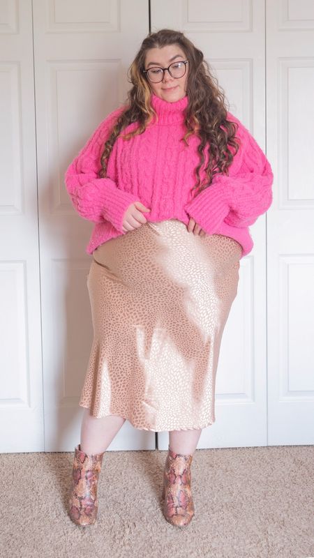 Plus size pink on pink outfit oversized sweater slip skirt 

#LTKcurves #LTKstyletip #LTKfit