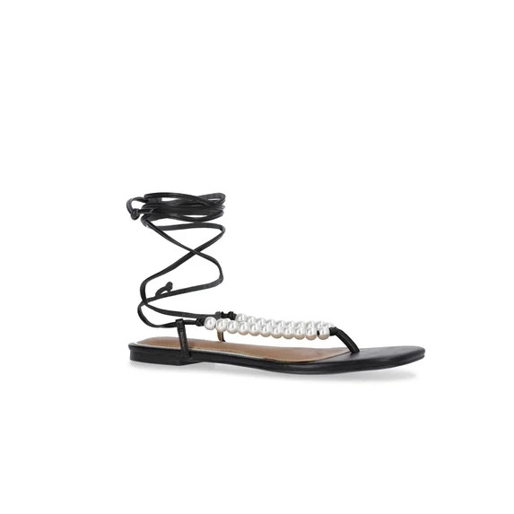Free Assembly Women's Beaded Wrap Sandals | Walmart (US)