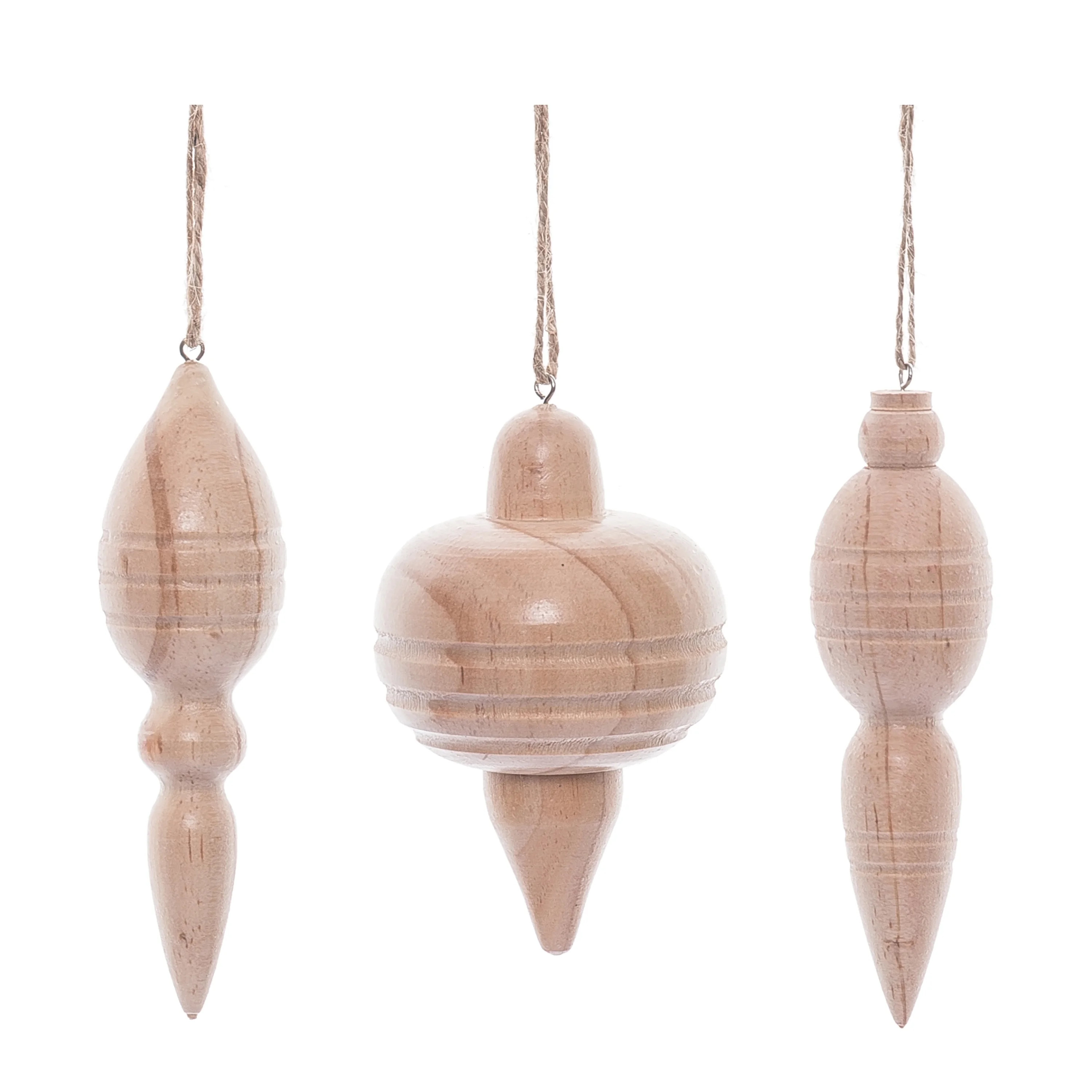 Transpac Natural Wood Ornament Set of 3 Christmas Tree Decorations Rustic Holiday Home Decor | Walmart (US)