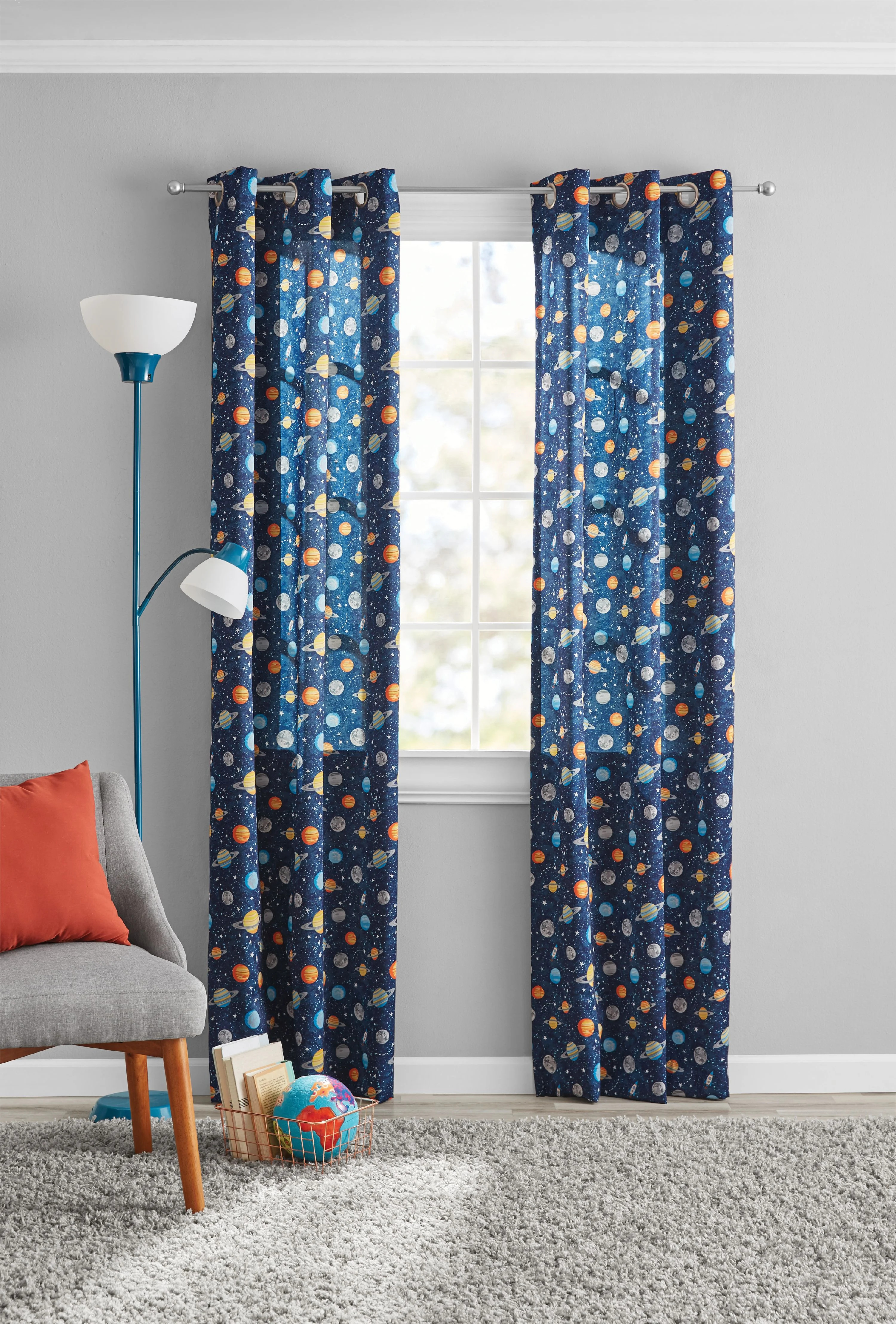 Your Zone Planet Power Grommet Kids Blackout Curtains, Set of 2, 37" x 84", Blue | Walmart (US)