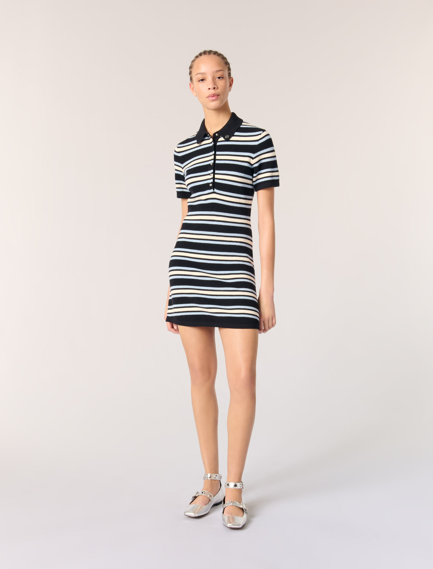 Striped knit polo dress Tricolor for Women | Maje | Maje US