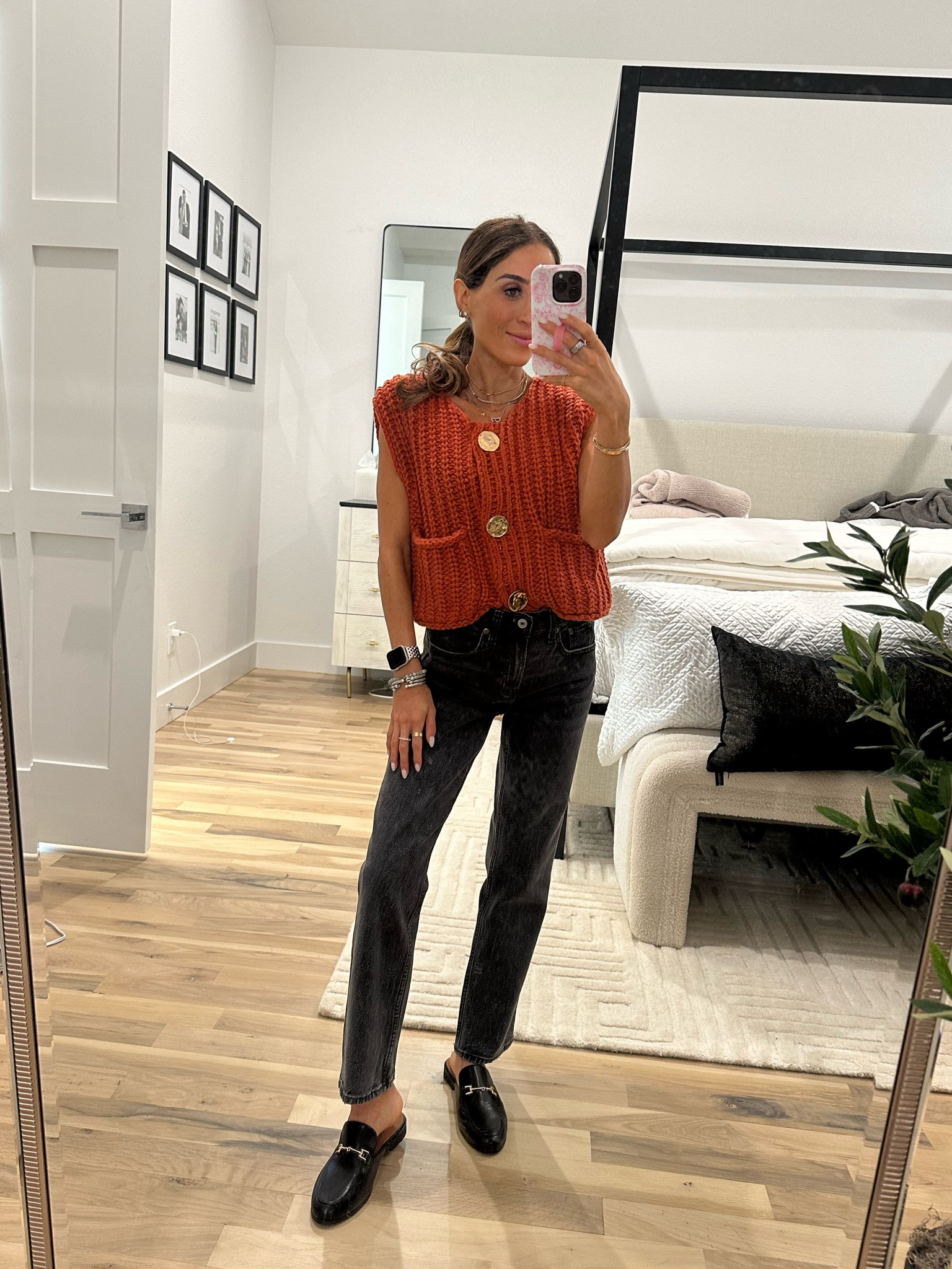 Amazon vest on sale size xs black jeans size 23 x short black Amazon mules 
Fall outfit idea 

#LTKxPrimeDay #LTKFindsUnder50