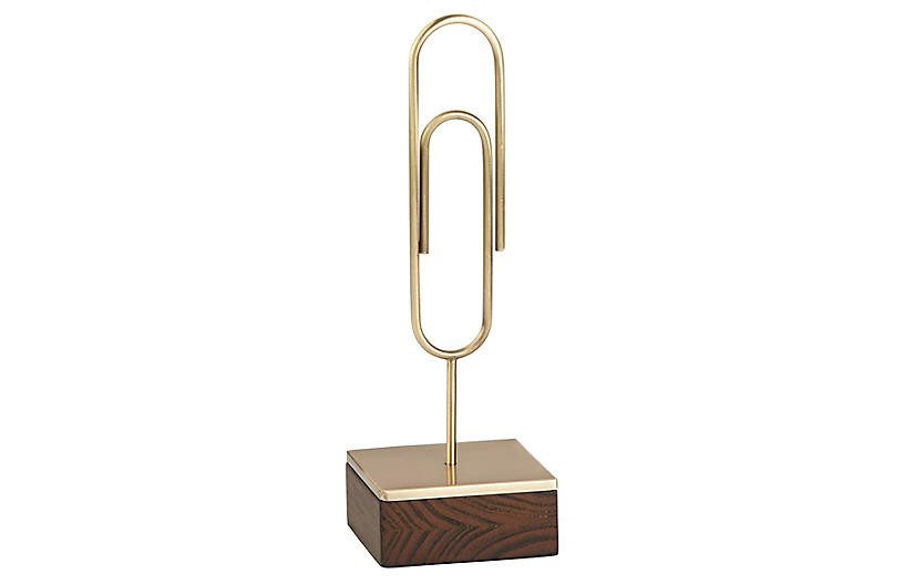 9" Zadie Drive Paper Clip Paperweight, Gold | One Kings Lane