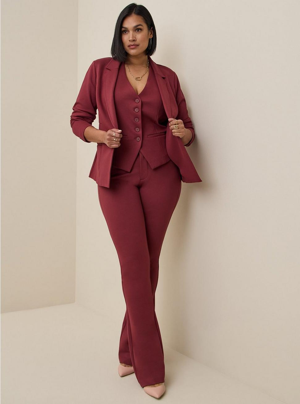Trouser Slim Boot Studio Luxe Ponte Mid-Rise Pant | Torrid (US & Canada)