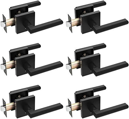 Ohuhu Door Black Handle Knob Lock 6 Pack Matte Privacy Lever Interior - Modern Square Passage Loc... | Amazon (US)