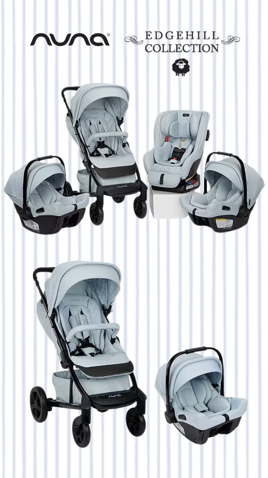 Light baby blue stroller and car seat! Nuna and Edgehill collaboration just launched! Baby must haves! #babyregistry 

#LTKBaby #LTKKids #LTKBump