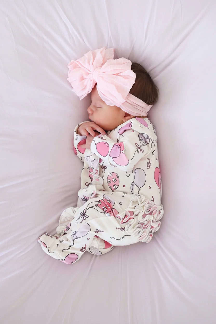 Party Time Ruffle Zipper Footie | Pink | Caden Lane