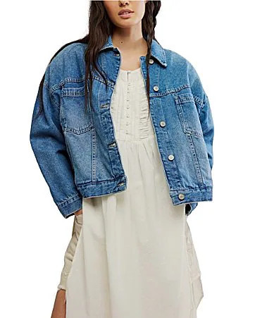 Free People Opal Swing Long Sleeve Denim Jacket - S | Dillard's