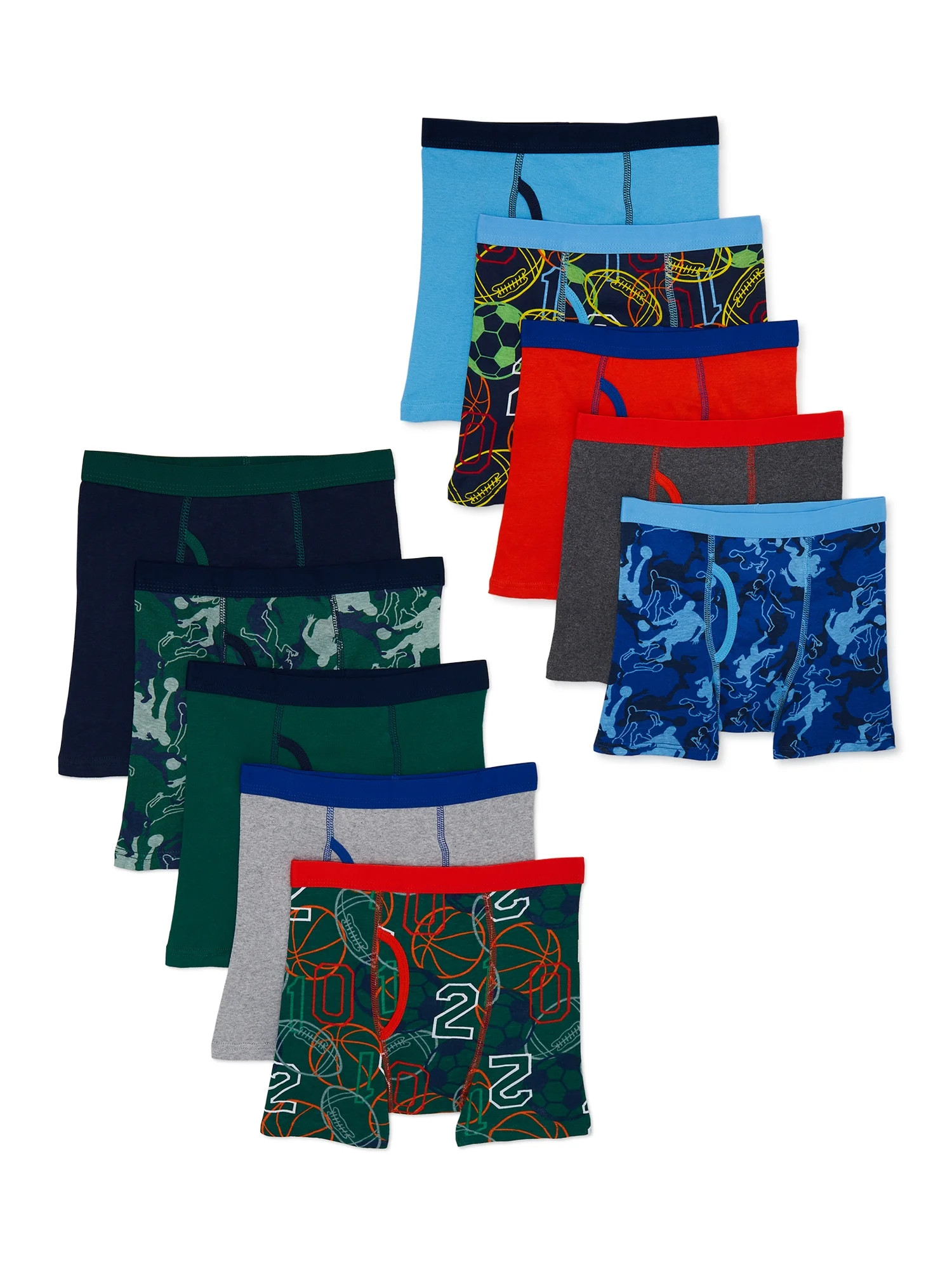 Wonder Nation Boys Underwear Soft Cotton Boxer Briefs, 10-Pack, Sizes S-XXL & Husky | Walmart (US)