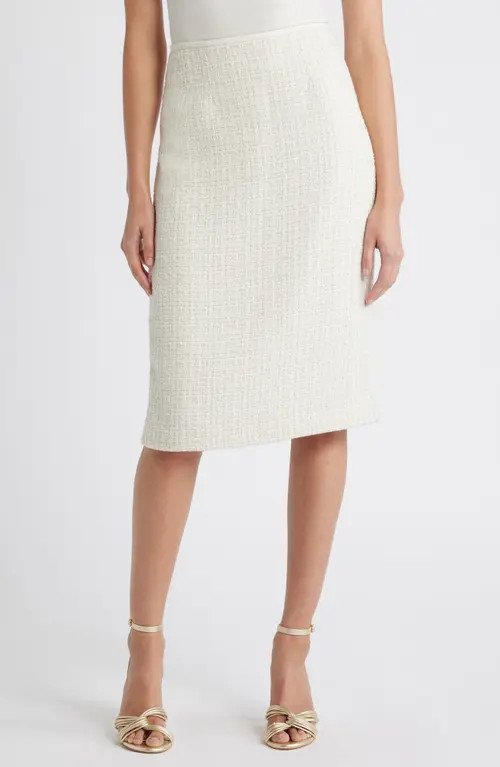 Anne Klein Tweed Pencil Skirt in Anne White Multi at Nordstrom, Size 2 | Nordstrom