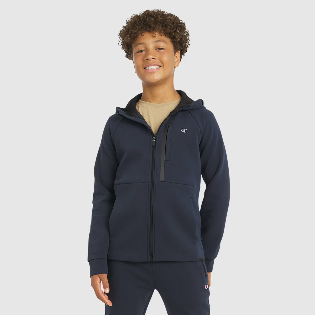 Champion Boys' Double Knit Zip-Up Hoodie - Black L | Target