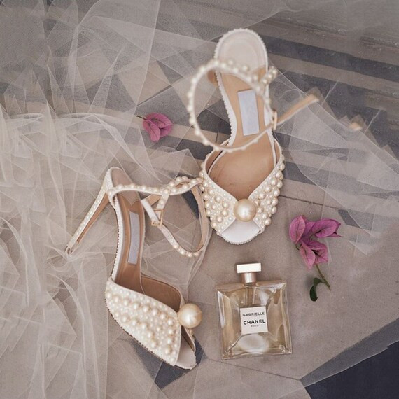 Open-toe Bridalshoes I Pearlheels I Bridesmaid Stiletto - Etsy | Etsy (US)