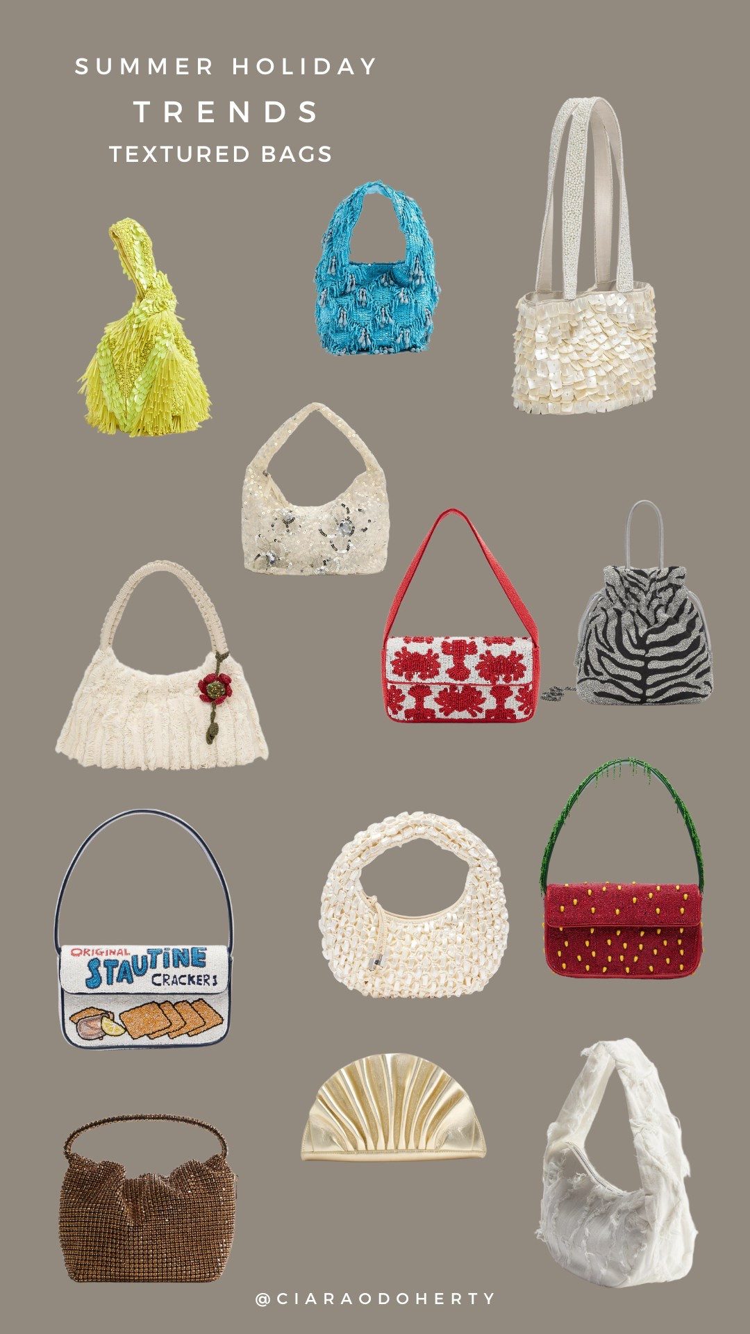 Summer holiday trends: beaded handbags 
Textured bags, shell bags, embellished bags 

#ltkeurope #ltk #ltkireland