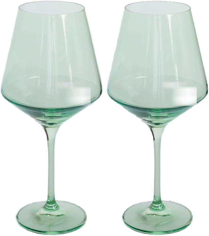 Soleil Sellers Green Colored Wine Glasses, Set of 2, Stemware | Amazon (US)