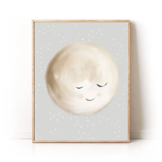 Little Moon Print Neutral Nursery Artwork Stars and Moon - Etsy | Etsy (US)