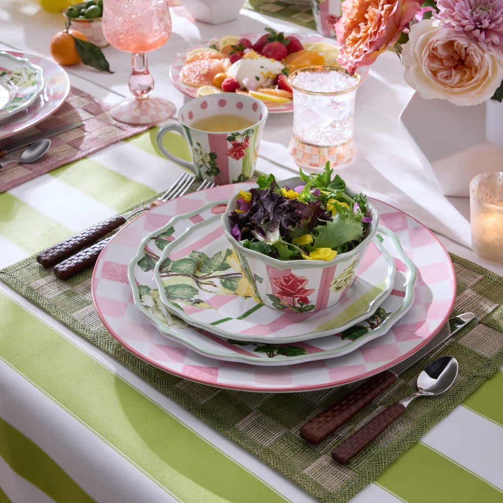 Pink Check Round Platter | MacKenzie-Childs