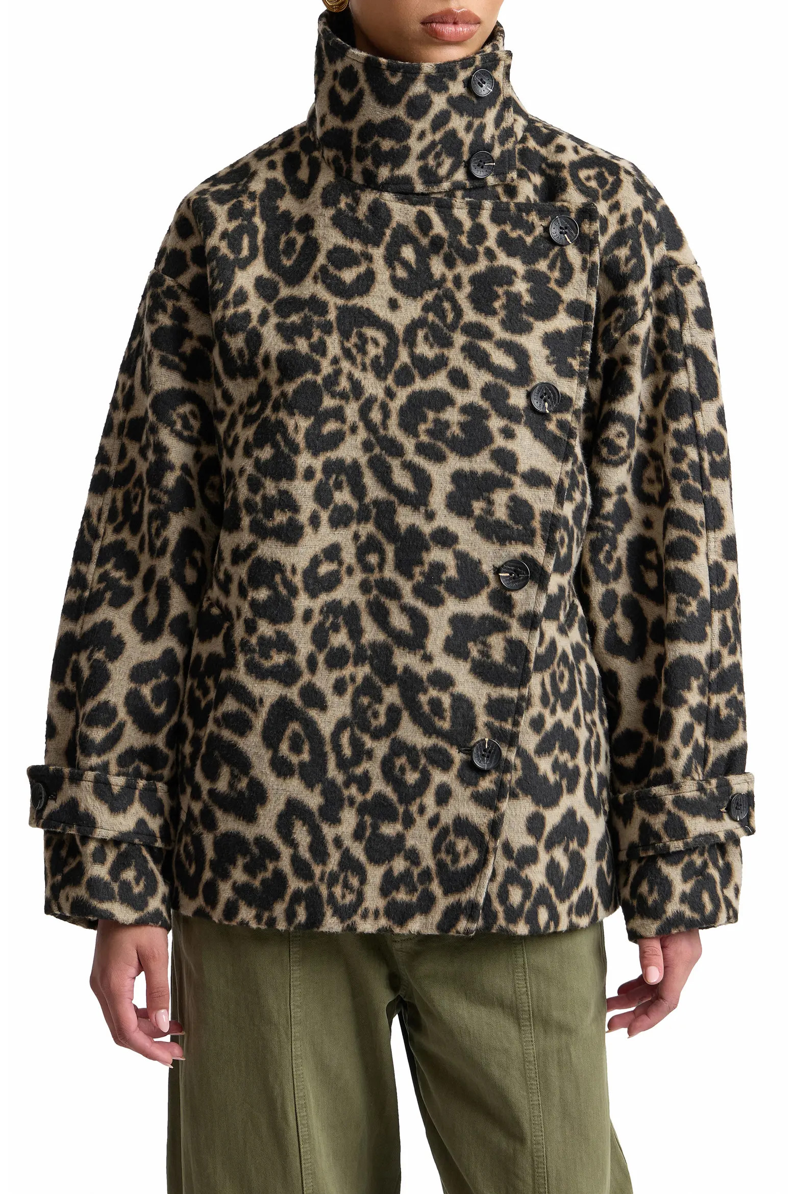 Leopard Print Funnel Neck Cocoon Coat (Women) | Nordstrom | Nordstrom