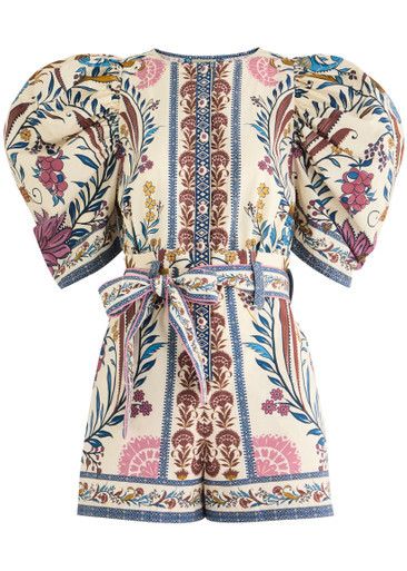 Romantic Lightness printed belted cotton playsuit | Harvey Nichols