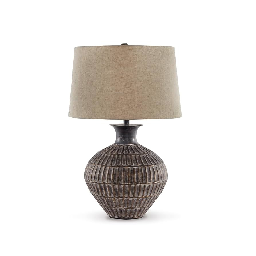 Signature Design by Ashley Magan 285." Textured Bronze Metal Table Lamp, Antique Brown Finish | Amazon (US)