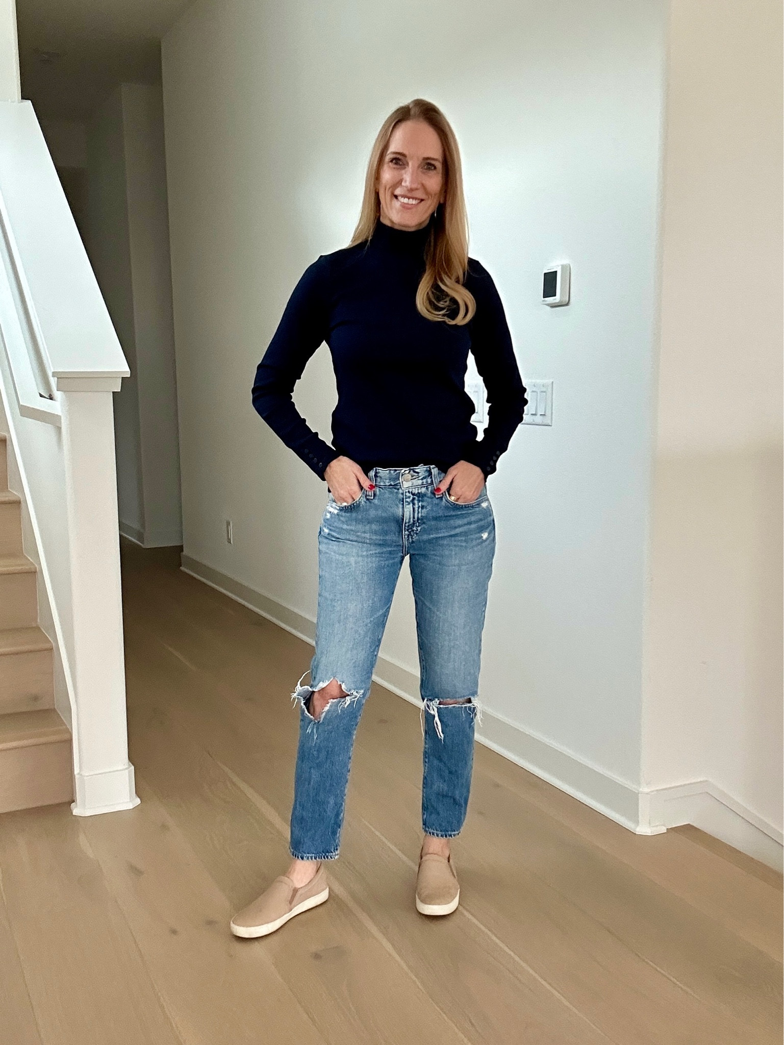 This Sezane mock neck long sleeve t-shirt is perfect for layering and cooler weather. 

#LTKOver40 #LTKStyleTip