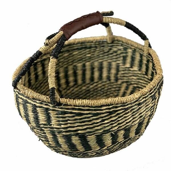 Handwoven Market Seagrass Basket in Black & Natural - Black & Natural - 15.75" x 8" (to lip) x 13... | Bed Bath & Beyond