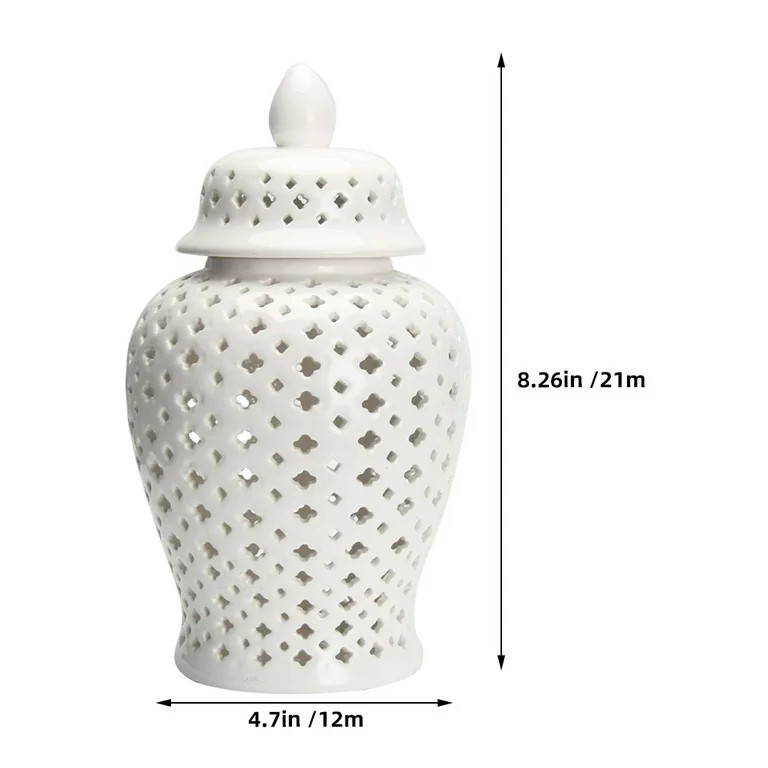 Ginger Jars for Home Decor Ceramic Handicraft Flower Vase with Lid Pierced Ginger Jar for Home Of... | Walmart (US)