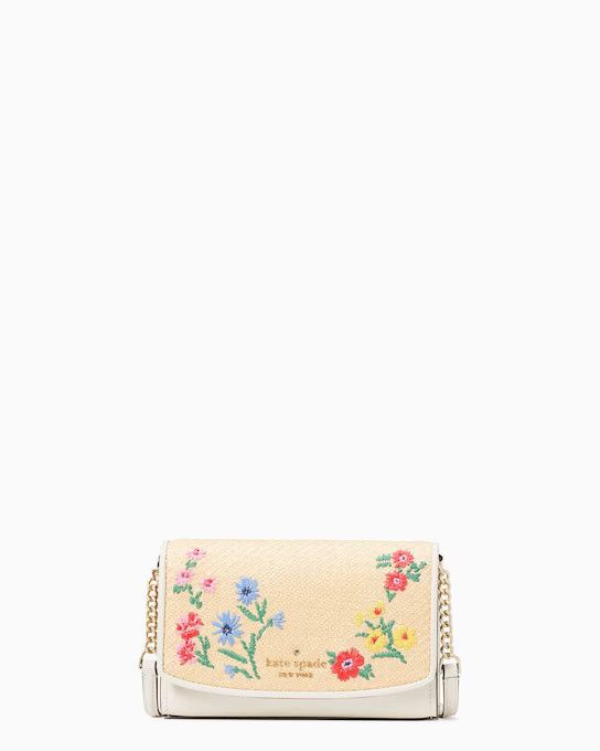 Staci Floral Straw Small Flap Crossbody | Kate Spade Outlet