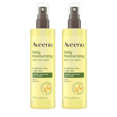 Aveeno Daily Moisturizing Body Oil Mist with Oat & Jojoba Oil for Dry Sensitive Skin, Nourishing Body Spray for Smoother Skin, Paraben-, Silicone- & Alcohol-Free, Twin Pack, 6.7 fl. oz, 2 Pack | Amazon (US)