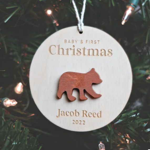 Personalized Baby First Christmas Ornament, Wood Bear Ornament, 2022 Custom Baby Ornament, New Ba... | Etsy (US)